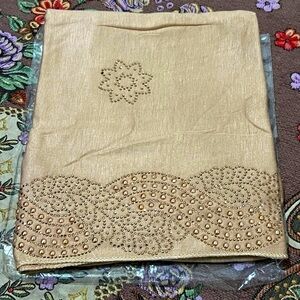 Hijab  jersey material  dark beige Light tan with design made in Dubai UAE